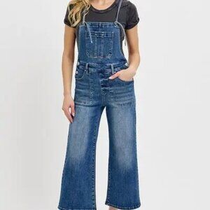 RISEN Full Size Knotted Strap Denim Overalls with Pockets Plus Size